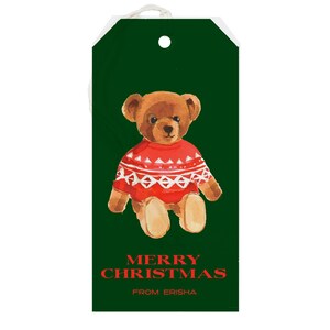 Personalized Christmas Gift Tags: Red Christmas Sweater Teddy {Holiday Gift Tags}
