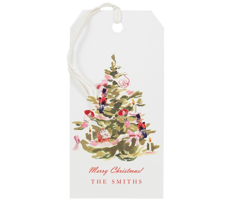 Christmas Gift Tags: Vintage Tree Holiday Gift Tags Personalized image 2