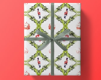 Christmas Wrapping Paper: Nutcracker Vintage Toy Trellis {Christmas, Holiday, Birthday, Gift Wrap}