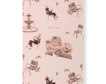 Pink Paris Toile Notebook, A5