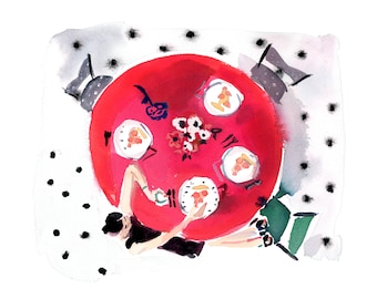 Art Print: Girl Dinner