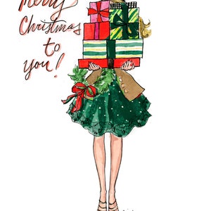 Set of Illustrated Christmas Cards: Bearing Gifts Fashion Christmas Card image 2