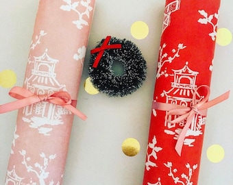 Christmas Wrapping Paper: Chinoiserie Pagoda {Christmas, Holiday, Birthday, Gift Wrap}