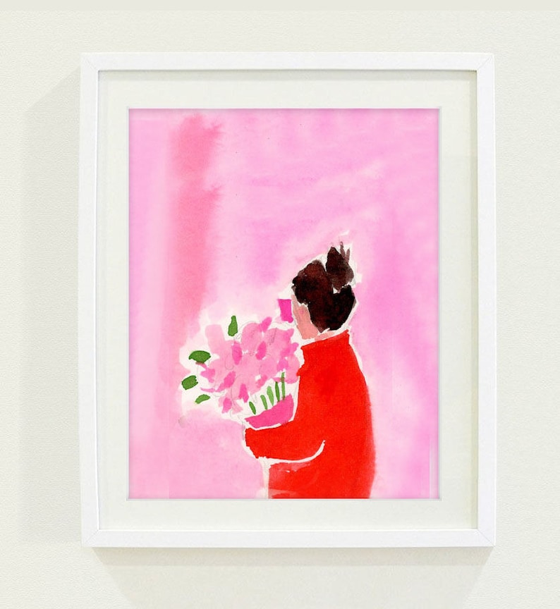 Fashion Illustration Art Print Pink Bunch cute Wall Art Etsy