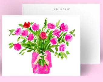 Personalized Stationery: Brightest Blooms {Notecards, Stationary] {Stationary Notecards, Personalized, Custom, Girly}