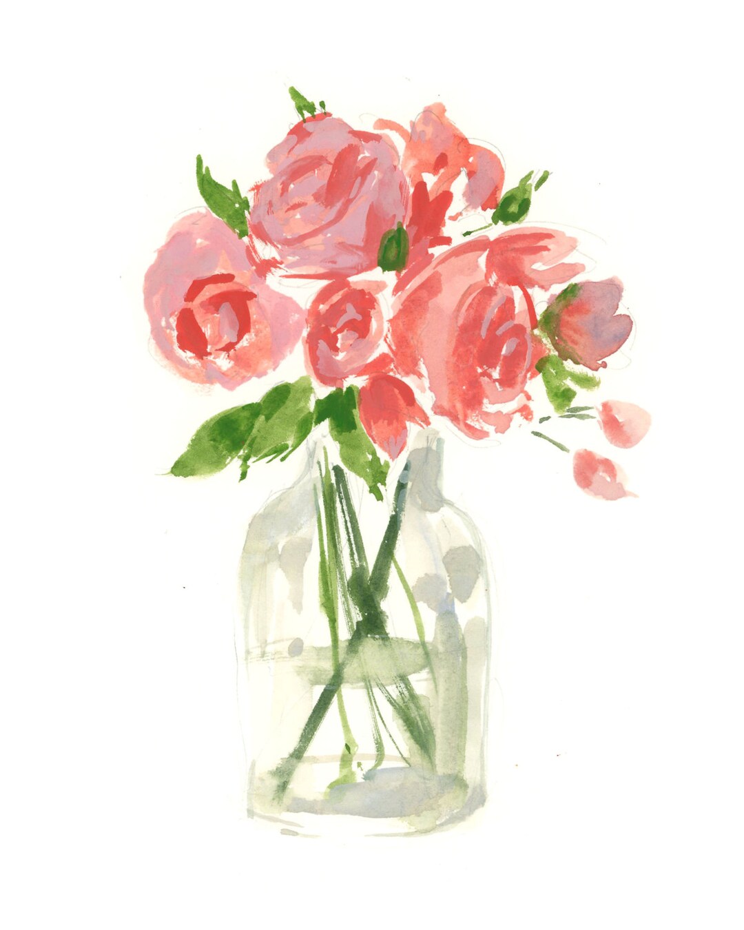 Floral Art Print: Pink Flowers in Glass Vase {cute Wall Art, Home ...