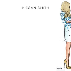 Maternity Stationery Set: Maternity Bliss BLUE {Stationery Notecards, Personalized, Watercolor, Custom, Fashion Drawing, Girly}