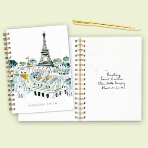 Personalized Gold Spiral Notebook: Paris My Sweet