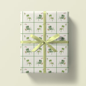 Wrapping Paper: Luxembourg Chair Check {Paris, Holiday, Birthday, Gift Wrap, Christmas}