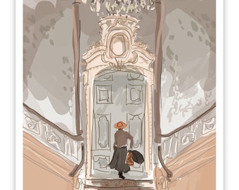 Sound of Music Entr-acte Art Print - Vintage Staircase Illustration - Gift for Musical Fans