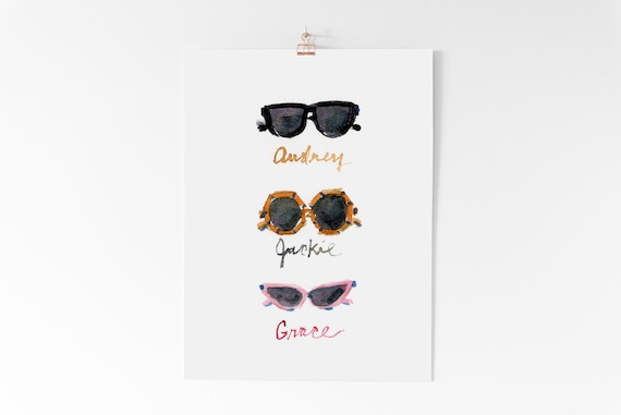 Art Print: Iconic Sunnies {audrey Hepburn, Grace Kelly  display picture 1