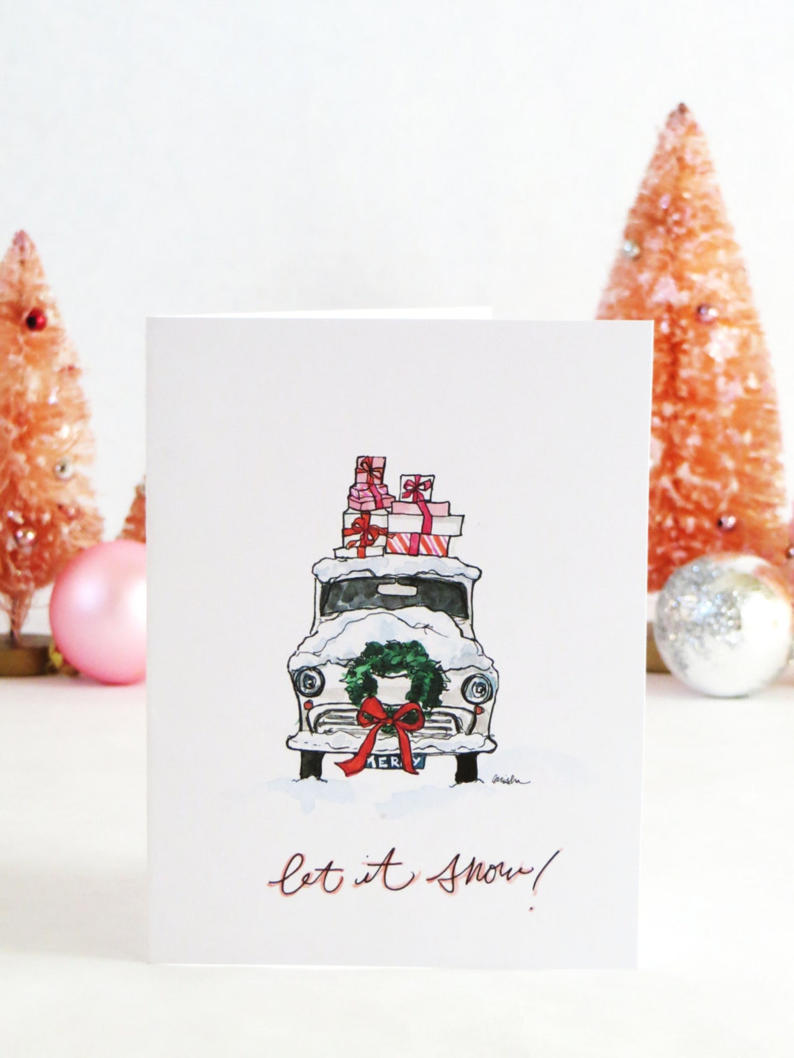 Set of Illustrated Christmas Cards Retro Christmas Car Etsy New Zealand