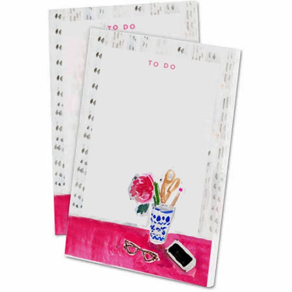 Desk Vignette Notepad Paper To Do List Fashion Ilration Office Organization Supplies Grocery