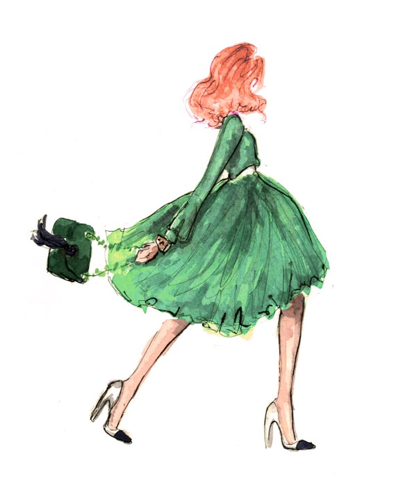 Art Print: Modern Mary Tyler Moore Green Redhead {cute Wall Art, Home Decorating, Original Painting, Watercolor, Interior Design, Girly} - Etsy Art Print: Modern Mary Tyler Moore Green Redhead {cute Wall Art, Home Decorating, Original Painting, Watercolor, Interior Design, Girly} - Etsy