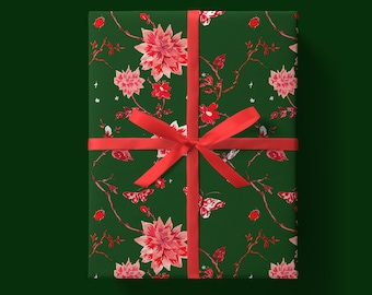 Hunter Branch Chinoiserie Wrapping Paper {Christmas, Holiday, Birthday, Gift Wrap}