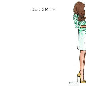 Maternity Stationery Set: Maternity Bliss {Stationery Notecards, Personalized, Watercolor, Custom, Fashion Drawing, Girly}