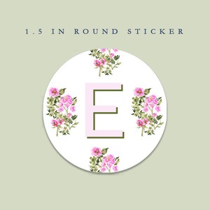 Matte Round Sticker/Envelope Seal: Camille Block Print Initial