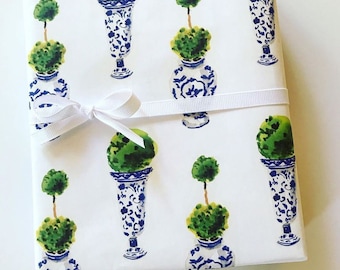 Topiary Ginger Jar Wrapping Paper {Christmas, Holiday, Birthday, Gift Wrap}