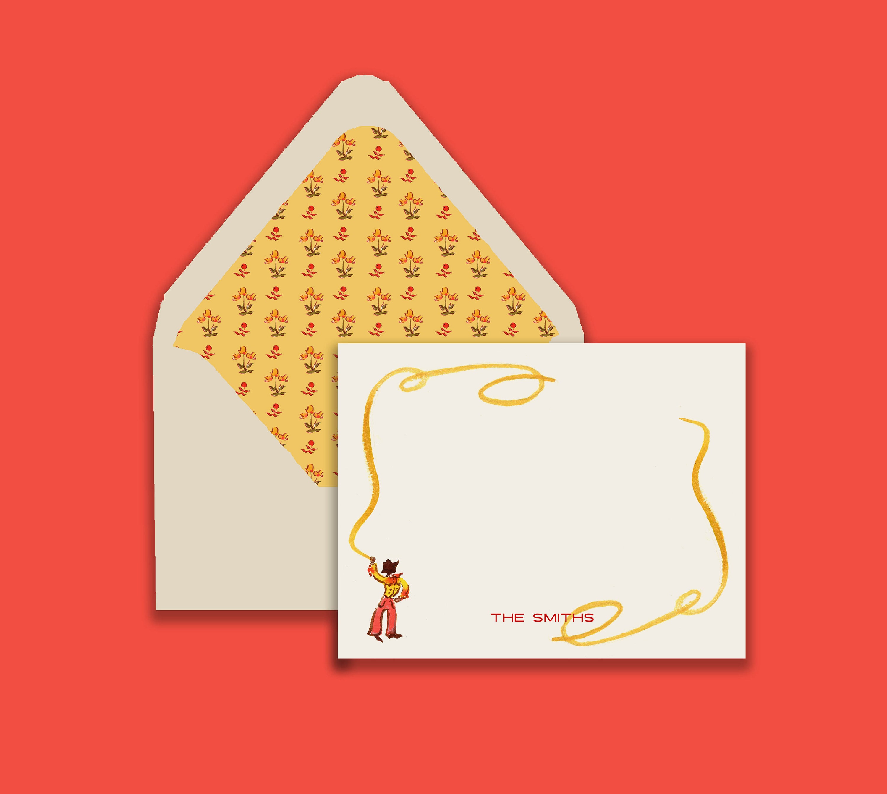 Personalized Stationery: Cowboy {Stationary Notecards, Personalized, Watercolor, Custom, Fashion Drawing, Girly} Fall 2024