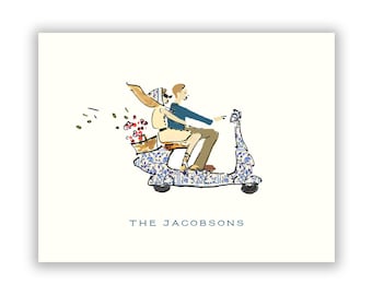 Folded Couple Vespa Cards – Italian Travel or Bridesmaid Gift, Wedding Stationery