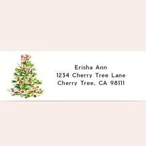 Address Label: Red Blush and Green Tree