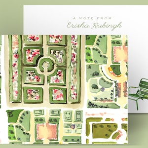 Personalized Stationery: French Gardens {Stationary Notecards, Personalized, Watercolor, Custom, Fashion Drawing, Girly}