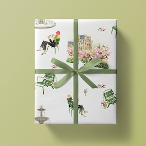 Wrapping Paper: Paris Garden Toile Multi {Paris, Holiday, Birthday, Gift Wrap, Christmas}