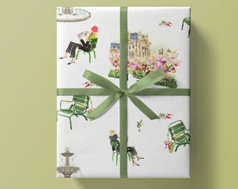 Wrapping Paper: Paris Garden Toile Multi {Paris, Holiday, Birthday, Gift Wrap, Christmas}