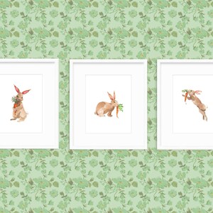 Print Trio: Bunnies (Frames Not Included) {Cute Wall Art, Home Decorating, Original Painting, Watercolor, Decor, Interior Design}