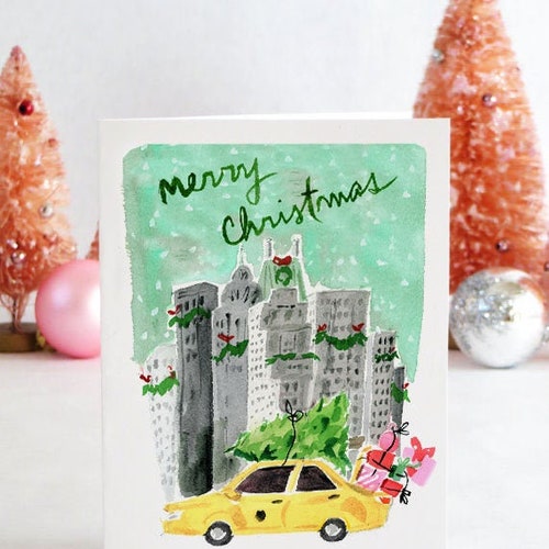 Set of Illustrated Christmas Cards: City Christmas { Fashion Christmas Card }