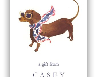 Personalized Gift Stickers: Dachshund Scarf & Sunnies