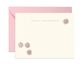 Personalized Stationery: Frenchette Flowers {Stationary Notecards, Personalized, Watercolor, Custom, Fashion Drawing, Girly}