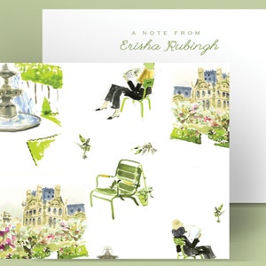 Personalized Stationery: Paris Garden Toile {Stationary Notecards, Personalized, Watercolor, Custom, Fashion Drawing, Girly}