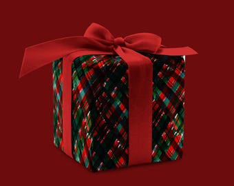Christmas Wrapping Paper: Patchwork Plaid Red & Green {Christmas, Holiday, Birthday, Gift Wrap}