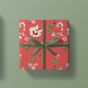 Christmas Wrapping Paper: Red Holiday Chinoiserie {Christmas, Holiday, Birthday, Gift Wrap}