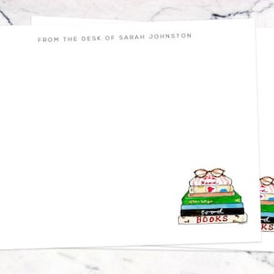 Cute Stationary Set, Personalized: Read Good Books {Stationary Notecards, Personalized, Watercolor, Custom, Fashion Drawing, Girly}