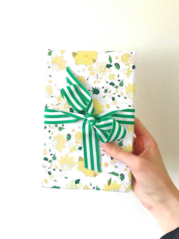 Liberty Floral Wrap Yellow  Yellow Wrapping Paper {Christmas