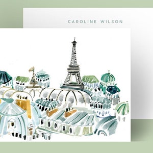 Personalized Stationery: Paris Rooftops{Stationary Notecards, Personalized, Watercolor, Custom, Fashion Drawing, Girly}