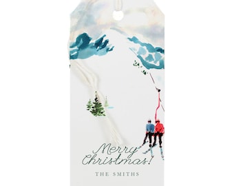 Personalized Christmas Gift Tags: Ski Lift Skiiers Gift Tag {Holiday Gift Tags}