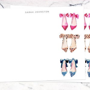 Personalized Stationery Set: Bows on Toes {Stationery Notecards, Personalized, Watercolor, Custom, Fashion Drawing, Girly}
