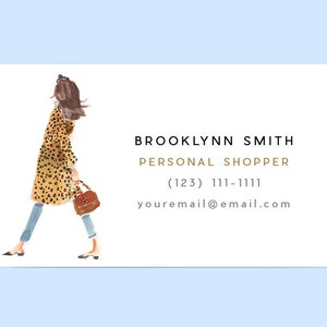 Custom Business/Calling Cards: Leopard Coat Headband Girl