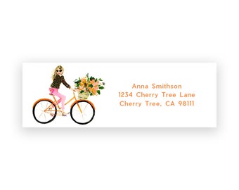 Address Label: Orange Bike Girl Address Label