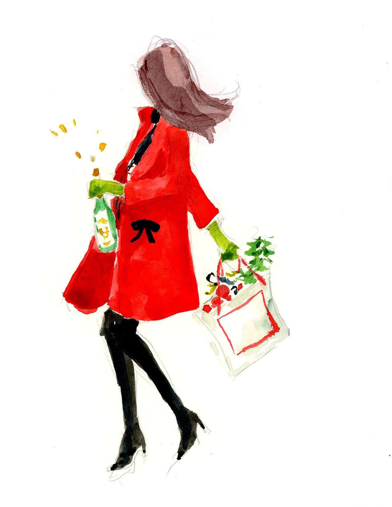 Art Print: Shoppin and Poppin {Cute Wall Art, Home Decorating, Original Painting, Watercolor, Wall Decor, Interior Design, Girly}