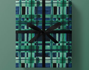 Christmas Wrapping Paper: Patchwork Plaid Blackwatch {Christmas, Holiday, Birthday, Gift Wrap, Blackwatch}