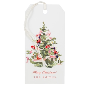 Christmas Gift Tags: Vintage Tree Holiday Gift Tags Personalized image 1