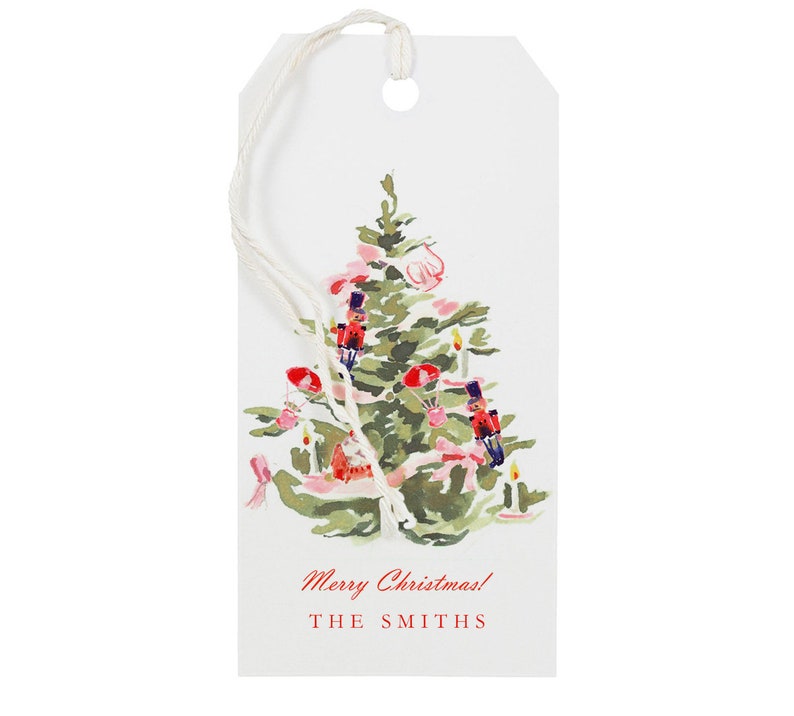 Christmas Gift Tags: Vintage Tree Holiday Gift Tags Personalized image 1