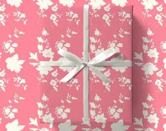 Wrapping Paper: Vintage Pink Silhouette Floral 2024 Cherie