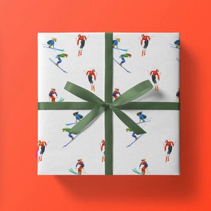 Holiday Wrap: Mini Skiiers {Christmas, Holiday, Birthday, Gift Wrap, Wrapping Paper}