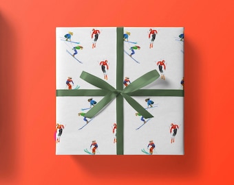 Holiday Wrap: Mini Skiiers {Christmas, Holiday, Birthday, Gift Wrap, Wrapping Paper}