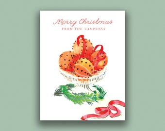 Personalized Christmas Holiday Cards: Pommes D'Ambre {Orange Clove Cards, Our First Christmas Cards, Family Christmas Cards} Little Women
